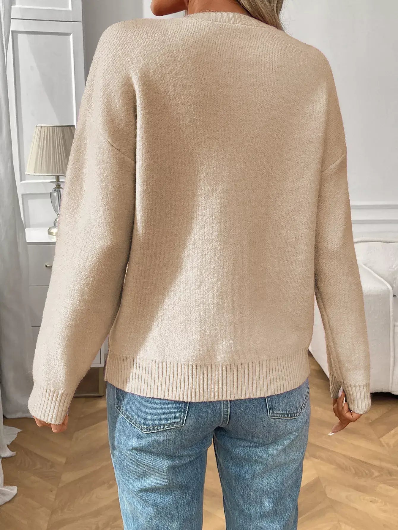 Bow Round Neck Long Sleeve Sweater - Trendsi - Flyclothing LLC