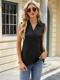 Textured Johnny Collar Tank - Trendsi - Flyclothing LLC
