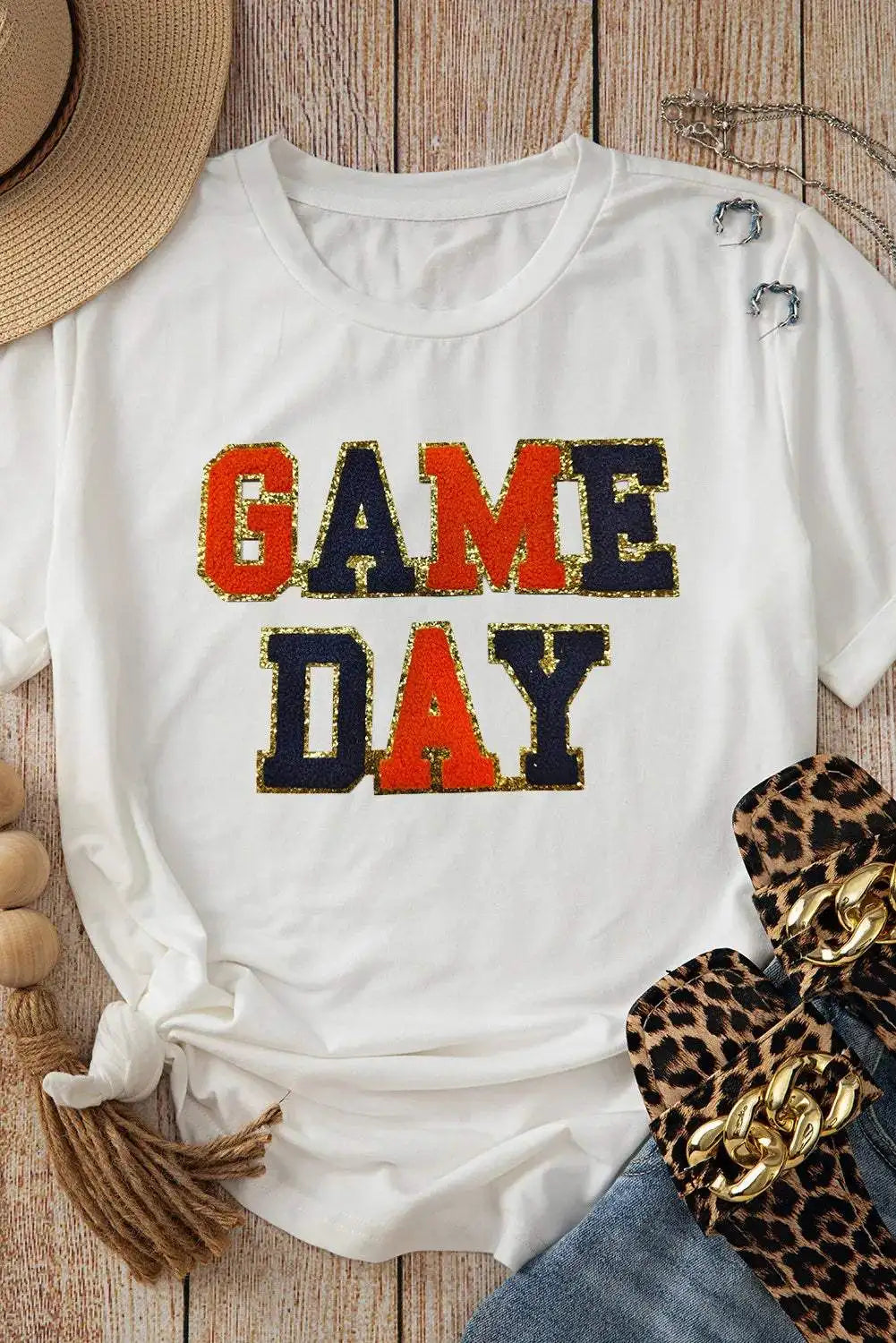 GAME DAY Round Neck Short Sleeve T-Shirt - Trendsi - Flyclothing LLC