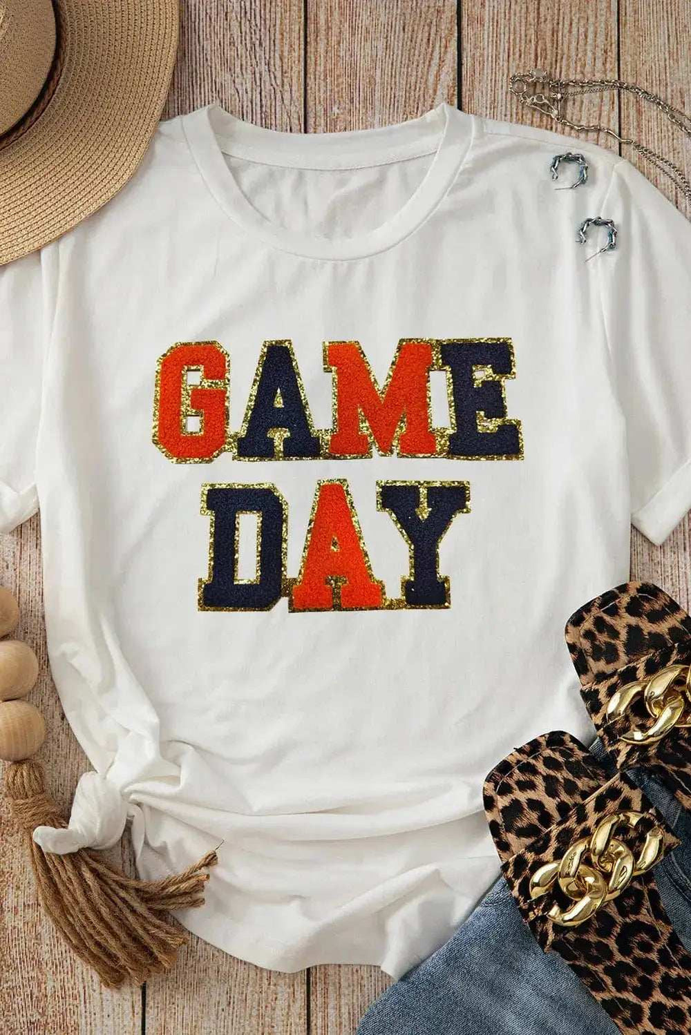 GAME DAY Round Neck Short Sleeve T-Shirt - Trendsi - Flyclothing LLC
