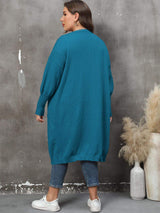 Plus Size Long Sleeve Pocketed Cardigan - Trendsi - Flyclothing LLC