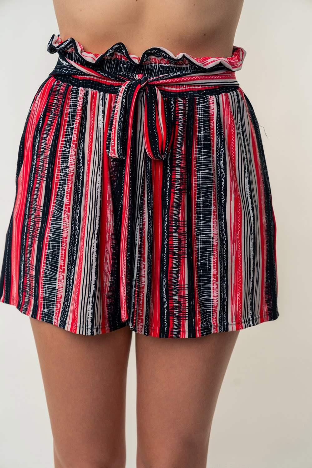 White Birch Full Size High Waisted Striped Shorts - Trendsi - Flyclothing LLC