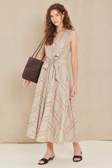 SWEET STRIPE WOVEN MIDI DRESS - Flying Tomato - Flyclothing LLC