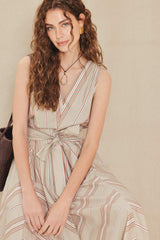 SWEET STRIPE WOVEN MIDI DRESS - Flying Tomato - Flyclothing LLC
