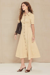 TREND ICON WOVEN MIDI DRESS - Flying Tomato - Flyclothing LLC