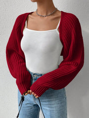 Honey Open Front Long Sleeve Cropped Cardigan - Trendsi