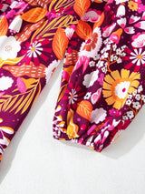 Floral Print Long Sleeve Midi Dress with Pockets - Trendsi - Flyclothing LLC
