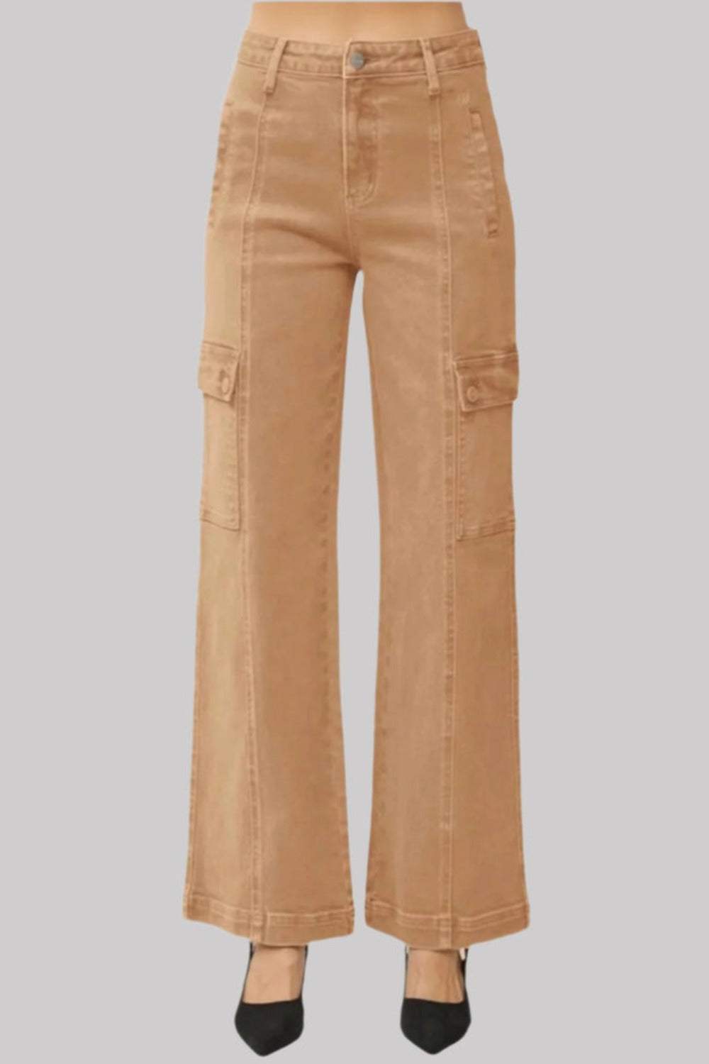 RISEN Full Size High Rise Wide Leg Cargo Jeans - Trendsi - Flyclothing LLC
