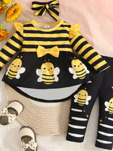Children's Ladybug Print Ruffle Trim Top and Pants Set - Trendsi - Flyclothing LLC