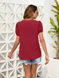 Swiss Dot Lace Detail V-Neck Blouse - Trendsi - Flyclothing LLC