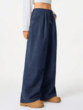 Casual Corduroy Wide Leg Pants - Trendsi - Flyclothing LLC