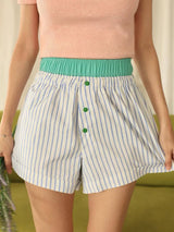 Striped Elastic Waist Shorts - Trendsi - Flyclothing LLC