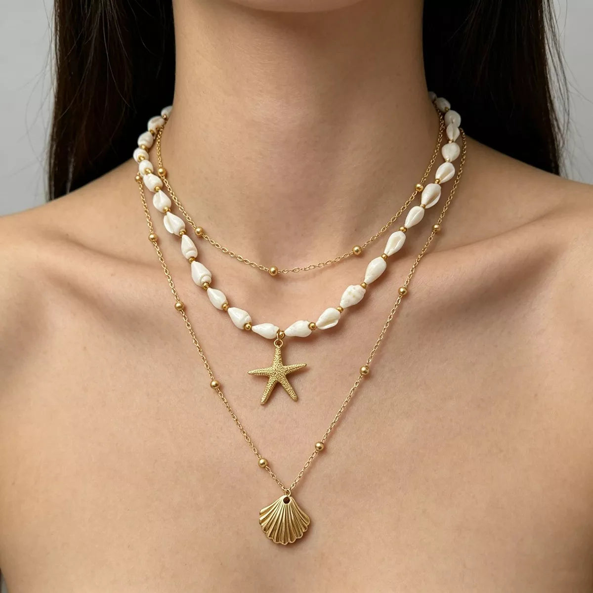 Bohemian Seashell Layered Necklace - Trendsi - Flyclothing LLC