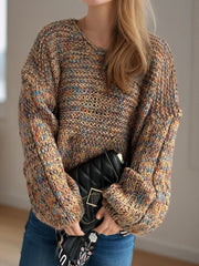 Dropped Shoulder Long Sleeve Sweater - Trendsi