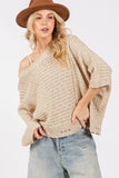SAGE + FIG Distressed Asymmetrical Open Stitch Sweater - Trendsi