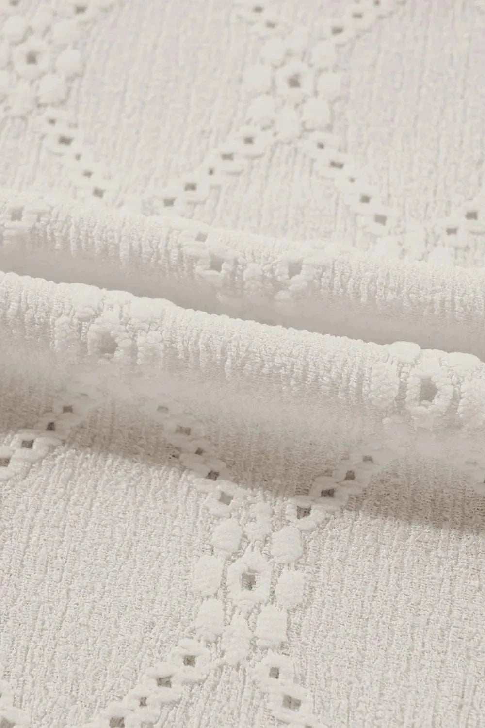 Eyelet Round Neck Short Sleeve Blouse - Trendsi - Flyclothing LLC