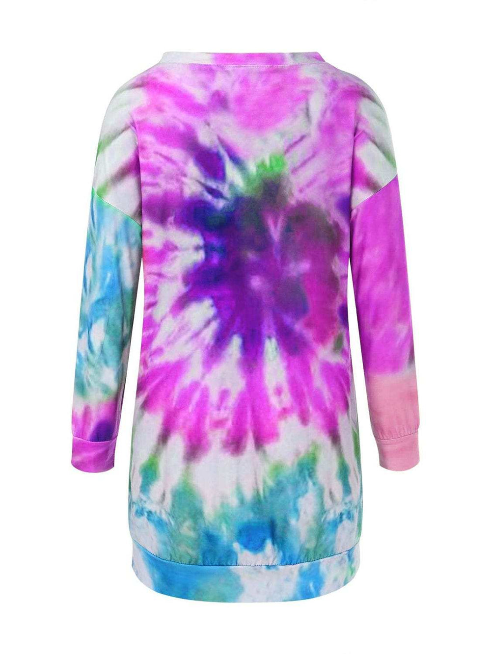 Full Size Tie-Dye Round Neck Long Sleeve Dress - Trendsi - Flyclothing LLC