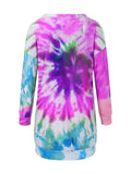 Full Size Tie-Dye Round Neck Long Sleeve Dress - Trendsi - Flyclothing LLC