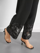 Floral Lace Hem Wide Leg Pants - Trendsi - Flyclothing LLC