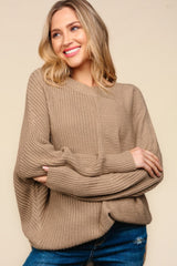 Haptics Full Size Side Slit Texture Asymmetric Sweater - Trendsi