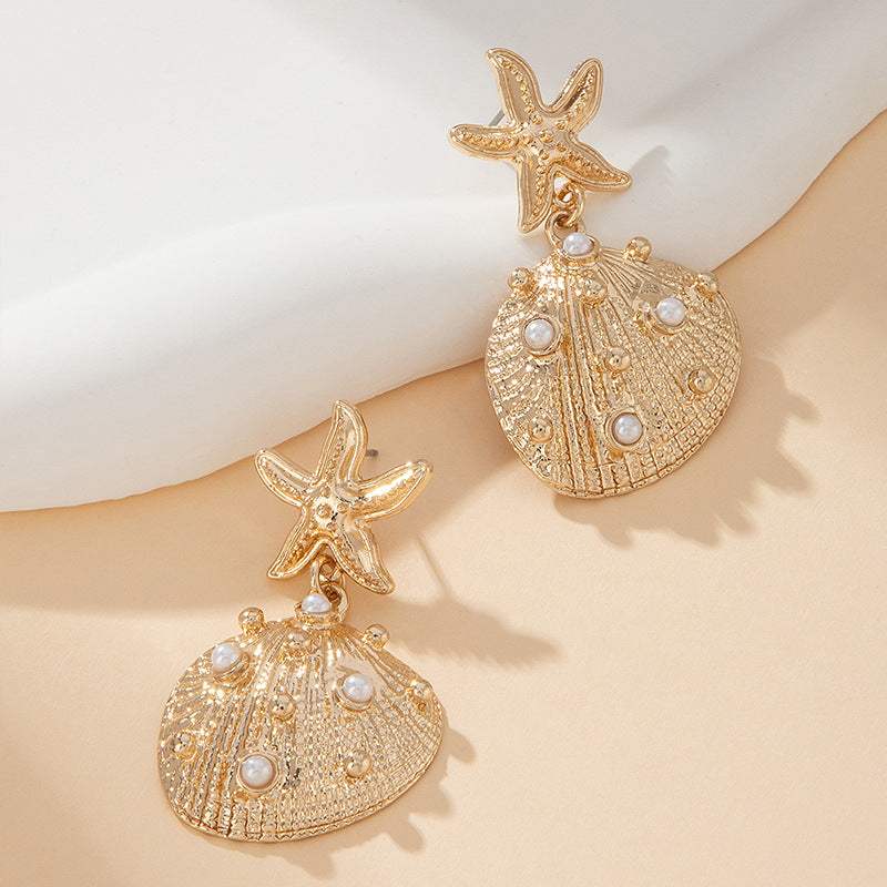 New Stylish Exquisite Starfish Shell Drop Earrings Vintage Elegant Premium Women Earrings, Versatile Sophisticated Jewelry - My Store - Flyclothing LLC