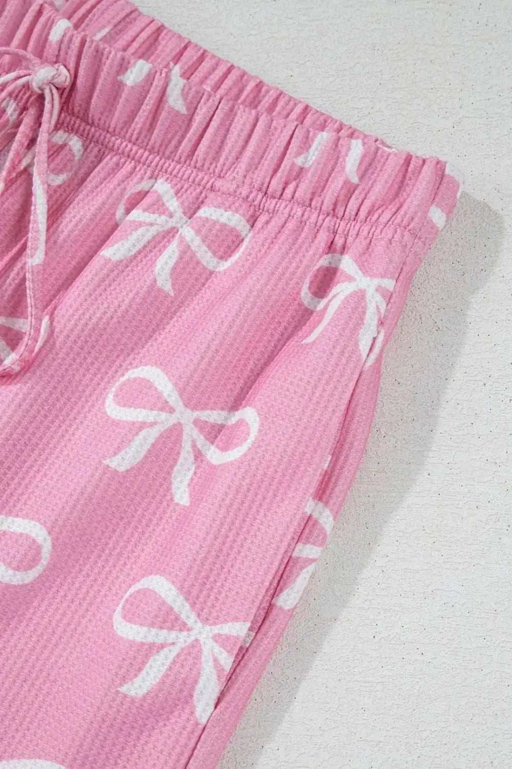 Bowknot Printed Notched T-Shirt and Shorts Set - Trendsi - Flyclothing LLC