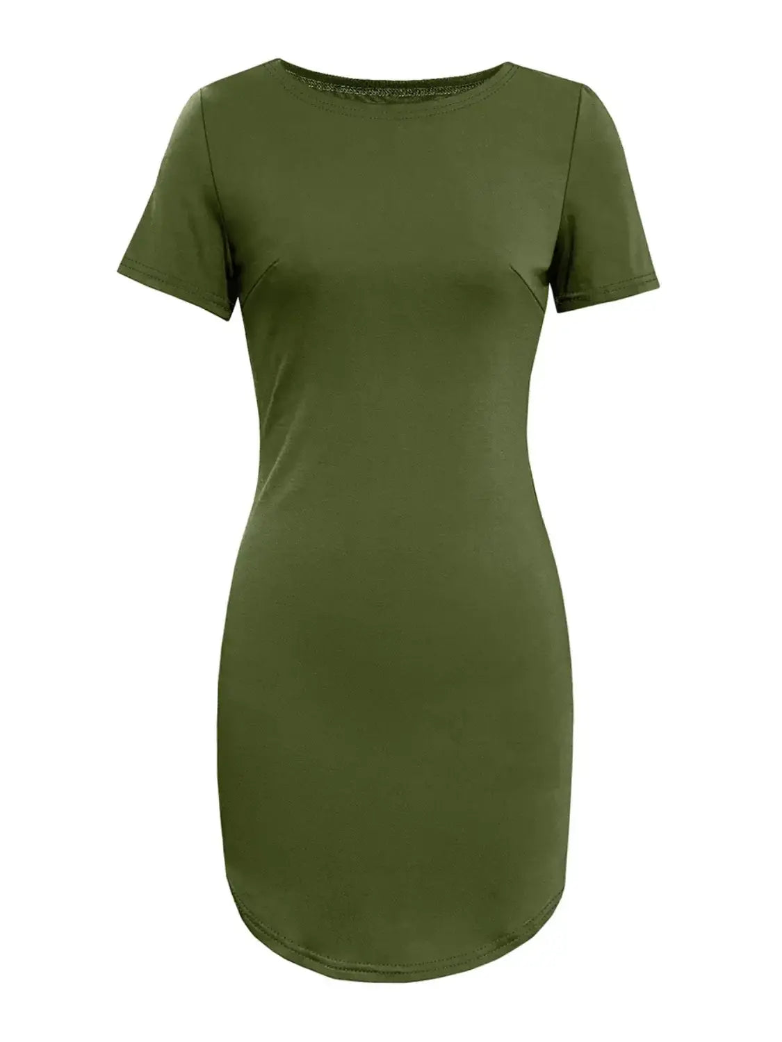 Round Neck Short Sleeve Mini Tee Dress - Trendsi - Flyclothing LLC