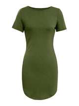 Round Neck Short Sleeve Mini Tee Dress - Trendsi - Flyclothing LLC