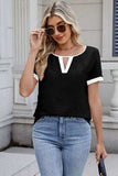 Cutout Round Neck Short Sleeve Top - Trendsi - Flyclothing LLC