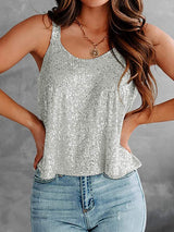 Sequin Scoop Neck Tank - Trendsi - Flyclothing LLC
