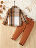 Color Block Button Up Top and Pants Set - Trendsi