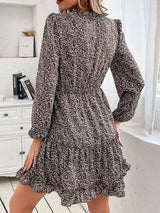 Ruffle Hem Tie Neck Mini Dress - Trendsi - Flyclothing LLC