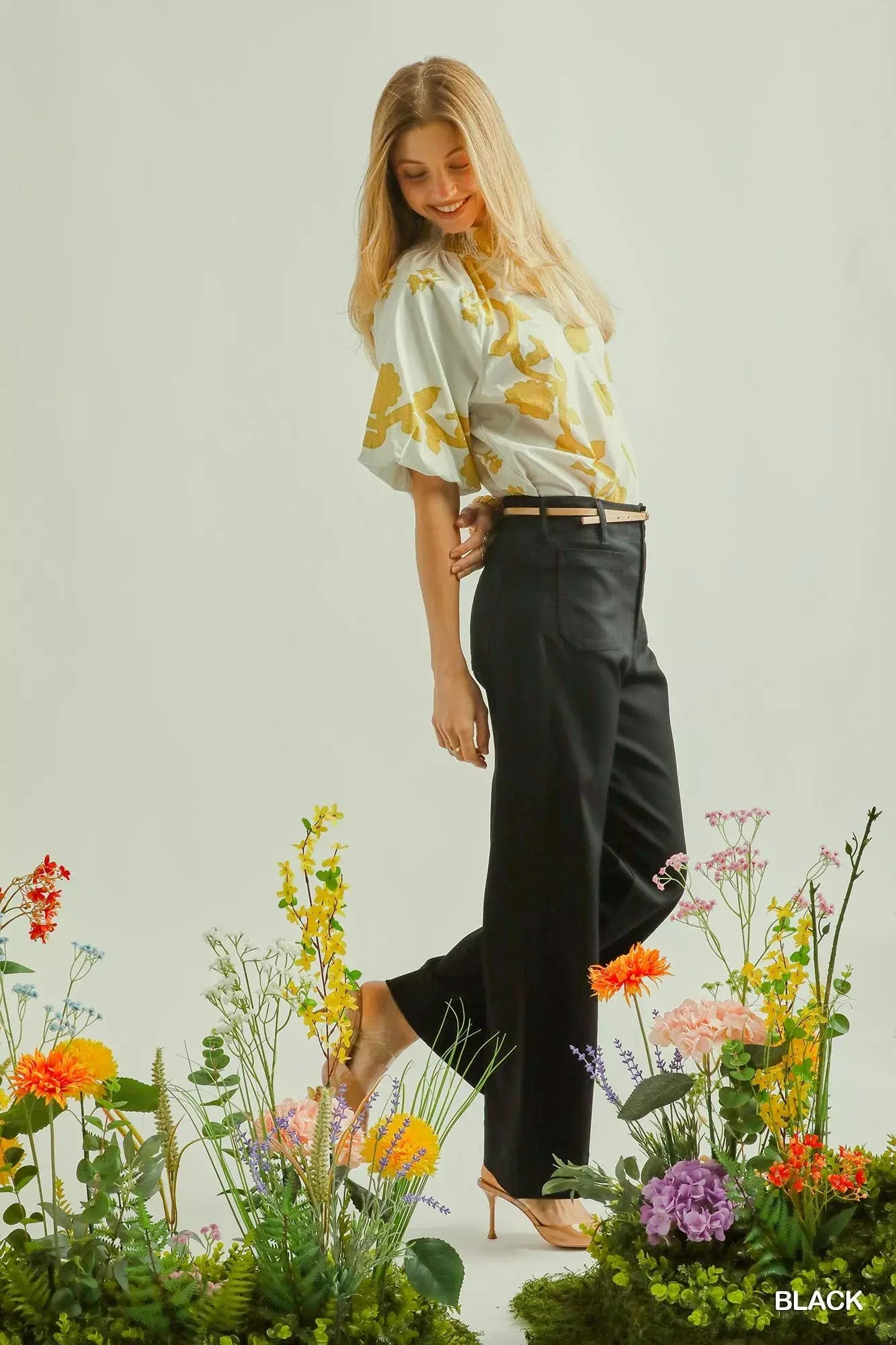 Umgee Button Stretched Pants - Trendsi - Flyclothing LLC