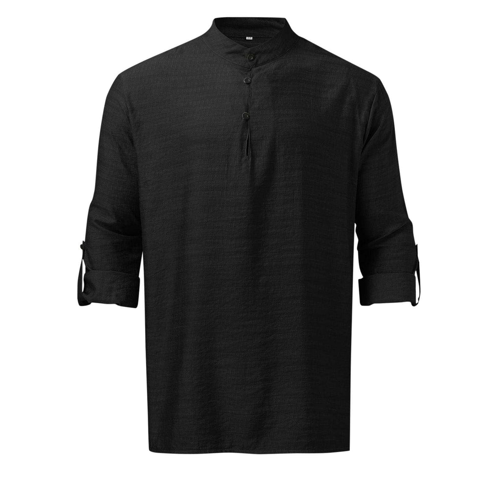 Men's Full Size Half Button Long Sleeve Shirt Plus Size - Trendsi - Flyclothing LLC