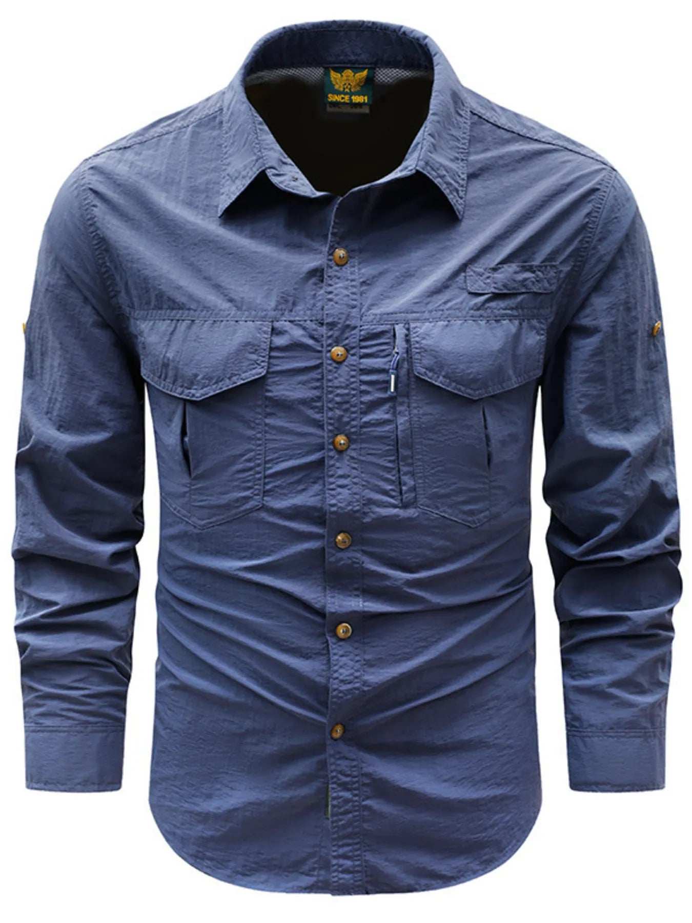 Men's Plus Size Button Up Long Sleeve Shirt - Trendsi - Flyclothing LLC