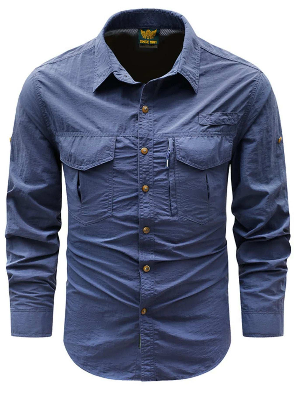 Men's Plus Size Button Up Long Sleeve Shirt - Trendsi - Flyclothing LLC