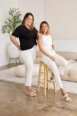 RFM Mini Mia Full Size Tummy Control High Waist Raw Hem Jeans - Trendsi - Flyclothing LLC