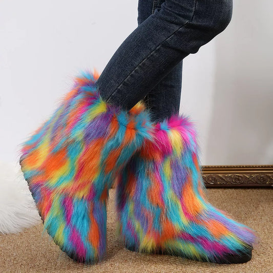 Faux Fur Winter Boots - Trendsi - Flyclothing LLC