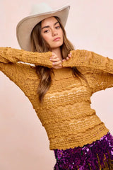 BiBi Ruffles Detail Mardi Gras Color Flower Lace Top - Trendsi - Flyclothing LLC