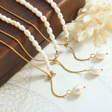 18K Gold-Plated Pearl Necklace - Trendsi