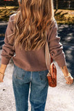 Waffle-Knit Round Neck Long Sleeve Blouse - Trendsi - Flyclothing LLC
