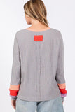 SAGE + FIG Color Block Waffle Knit T-Shirt - Trendsi