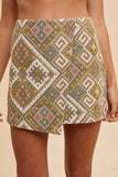 Annie Wear Ethic Woven Jacquard Wrap Mini Skirt - Trendsi