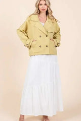 Mittoshop Double Breasted Long Sleeve Trench Coat Jacket - Trendsi - Flyclothing LLC