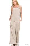 Zenana Knit Waffle Wide Leg Overalls - Trendsi - Flyclothing LLC