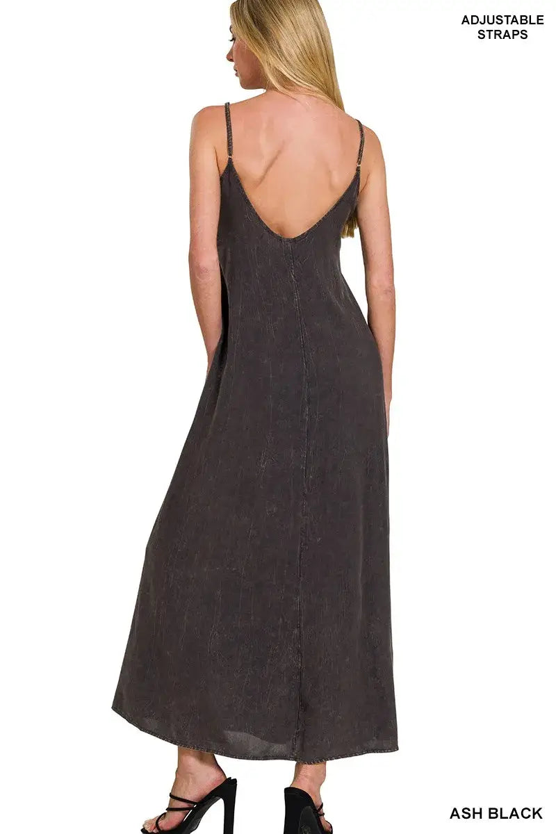 Zenana Mineral Washed Rayon Challis Cami Dress - Trendsi - Flyclothing LLC