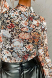 Floral Mock Neck Long Sleeve Top - Trendsi - Flyclothing LLC