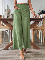 Pocketed Elastic Waist Wide Leg Pants - Trendsi - Flyclothing LLC