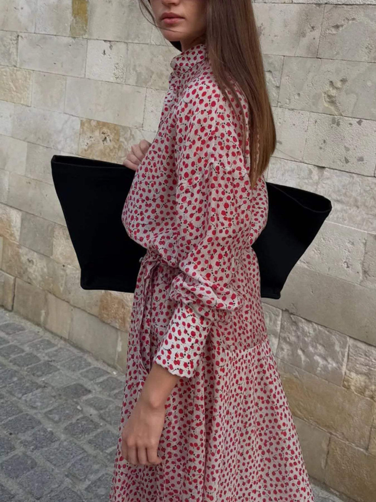 Floral Button Front Long Sleeve Dress - Trendsi - Flyclothing LLC