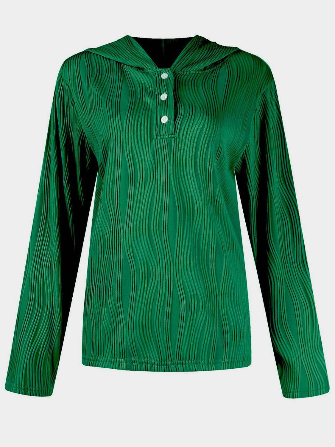 Textured Long Sleeve Hoodie - Trendsi - Flyclothing LLC